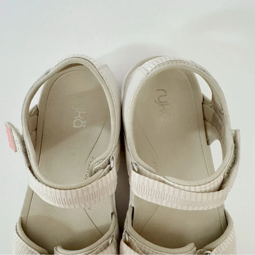 Ryka Womens Savannah 2 Beige Open Toe Ankle Strap Strappy Sandals Shoes Size 7.5